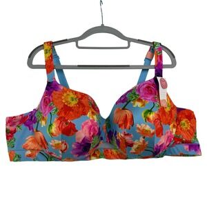 Cacique Balconette Bra 54B Blue Floral New